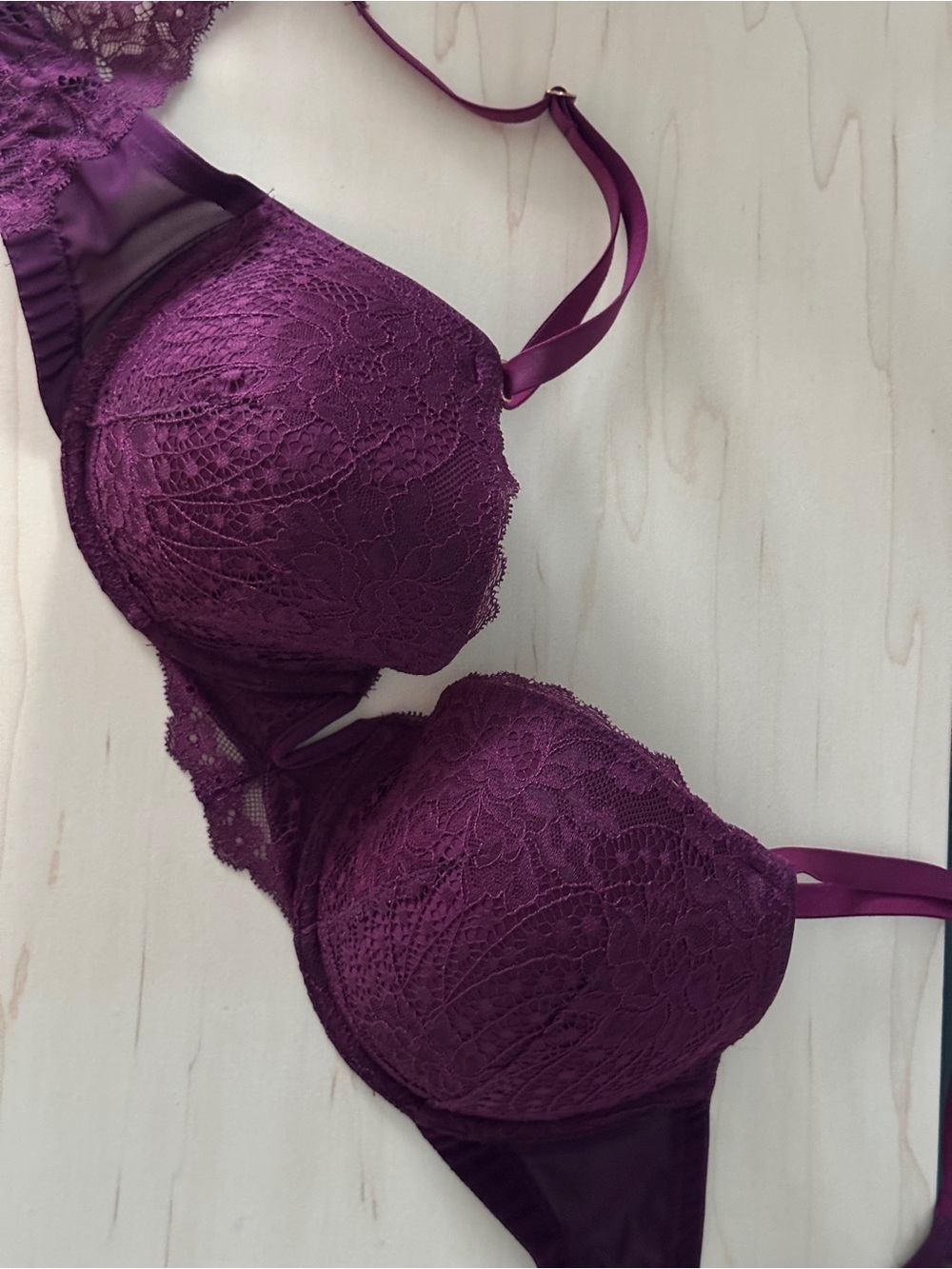 TellTale Lace Demi Bra - 34DD Jewel Tone Plum / Berry
